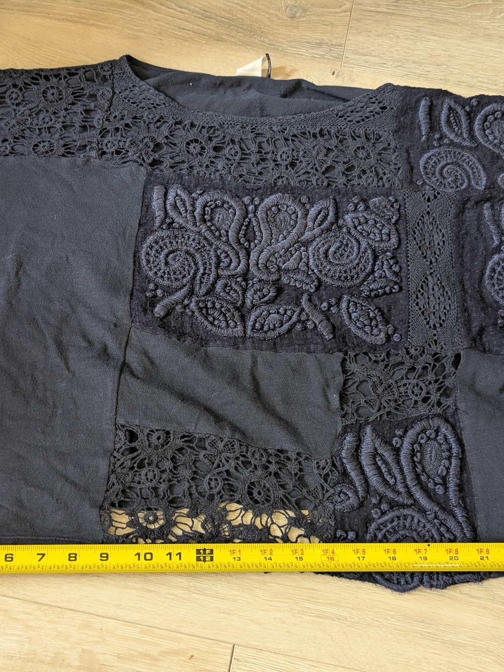 Navy Crochet Patchwork Top